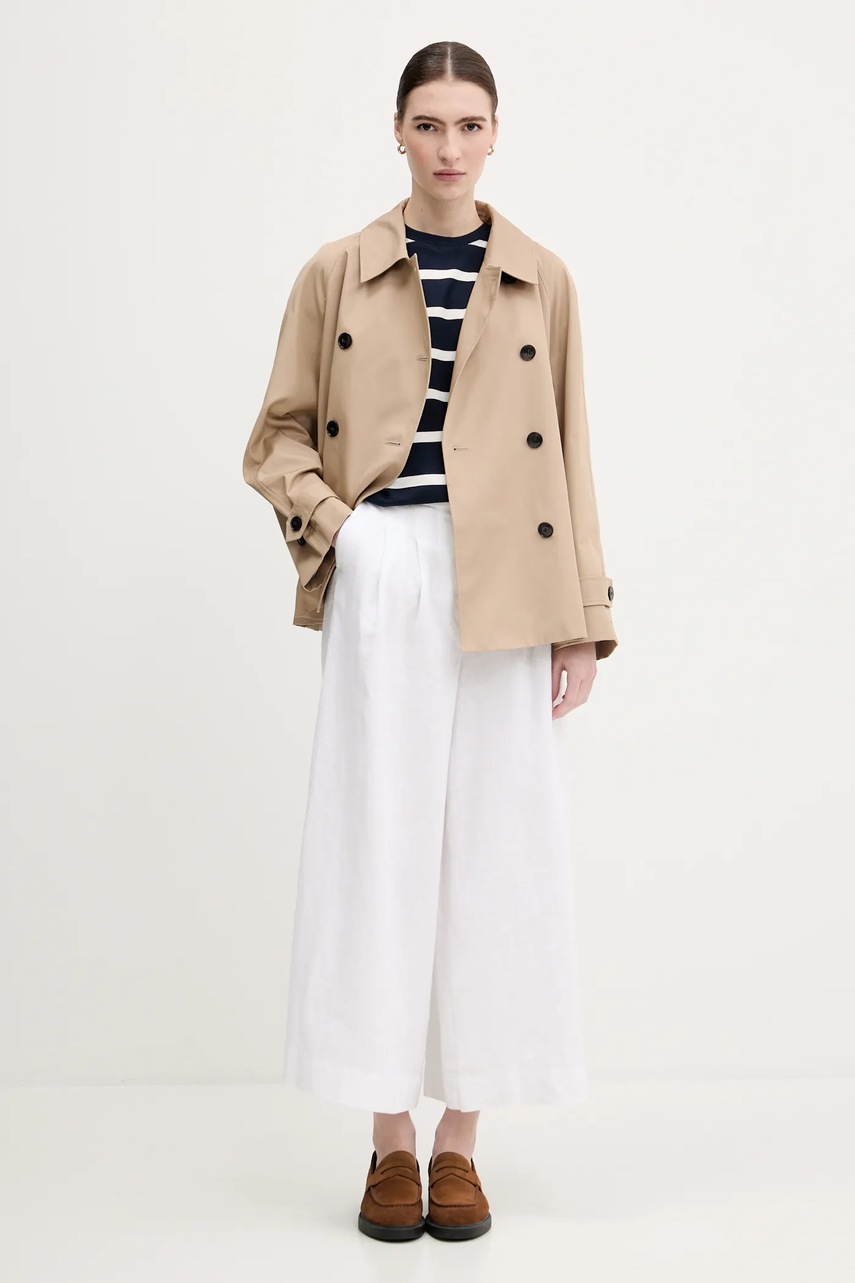 Хлопковый тренч Tommy Hilfiger цвет бежевый демисезонный двубортный WW0WW45618 Хлопковый тренч Tommy Hilfiger цвет бежевый демисезонный двубортный WW0WW45618