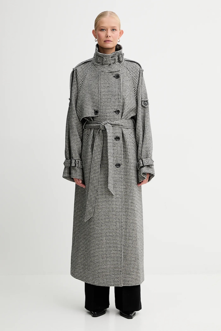 Gestuz haină cu lână culoarea gri, 10910323