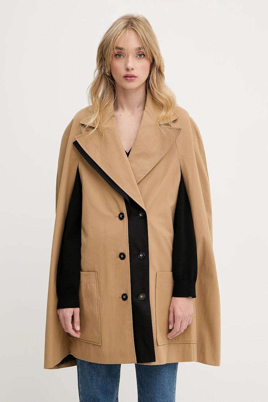 Karl Lagerfeld palton culoarea verde, de tranzitie, A3W15014