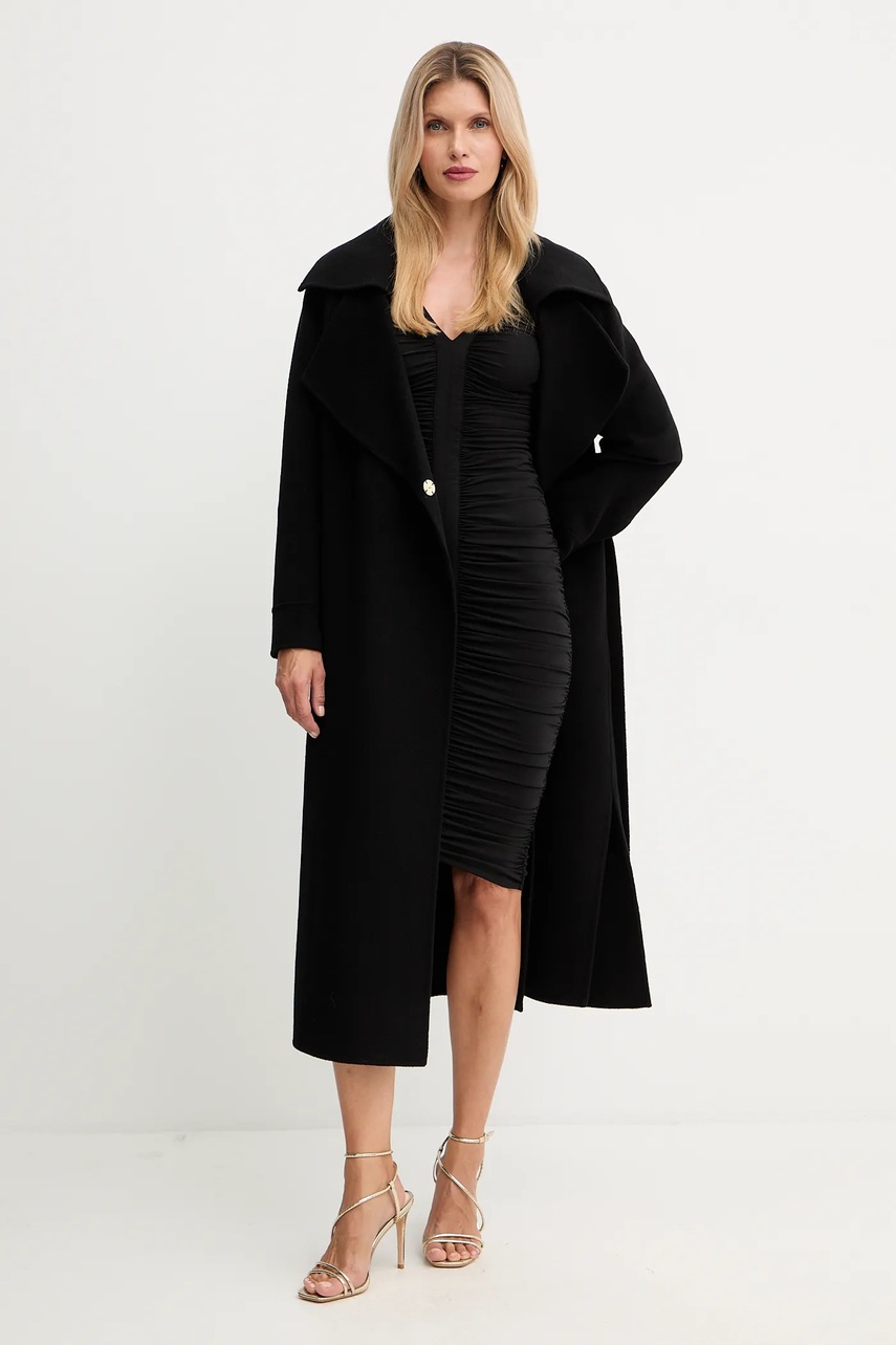 Μάλλινο παλτό Simona Corsellini χρώμα: μαύρο, A25CPCPV0101 φωτογραφία