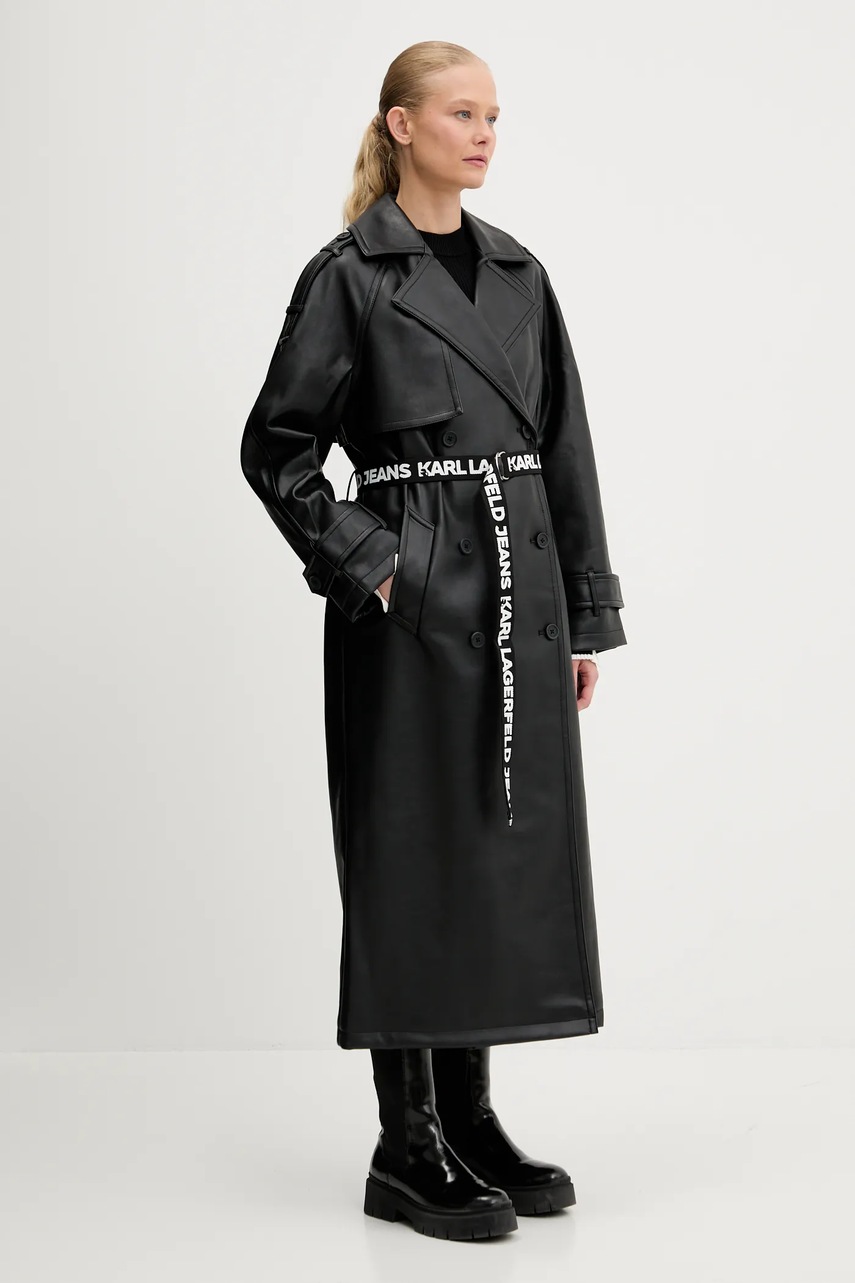 Пальто Karl Lagerfeld Jeans цвет чёрный демисезонное двубортный A3W15047