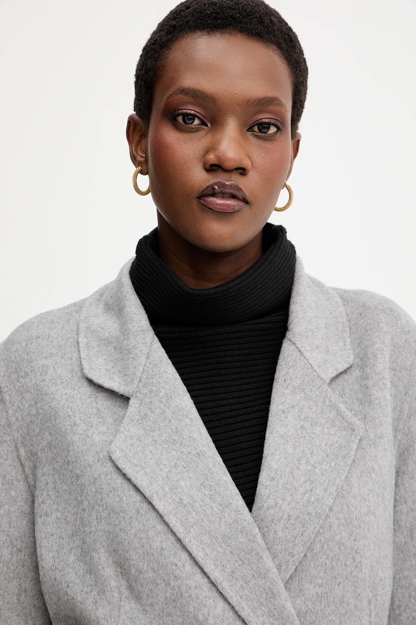 Μάλλινο παλτό BOSS χρώμα: γκρι, 50541513 φωτογραφία