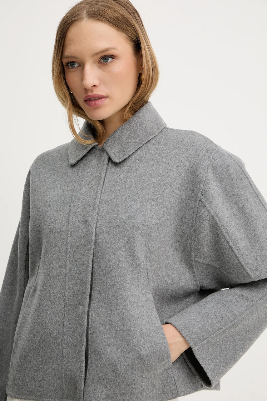 Μάλλινο παλτό BOSS χρώμα: γκρι, 50543170 φωτογραφία