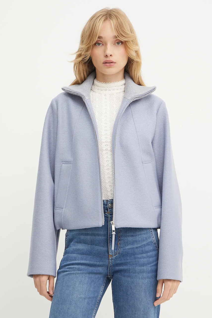 BOSS geacă de lână culoarea violet, de tranziție, 50543194