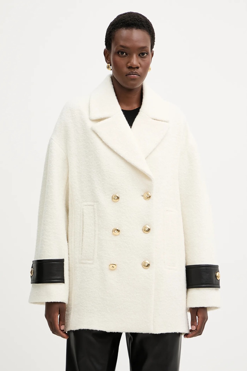 Levně Kabát s příměsí vlny Pinko béžová barva, 105559 A2SH