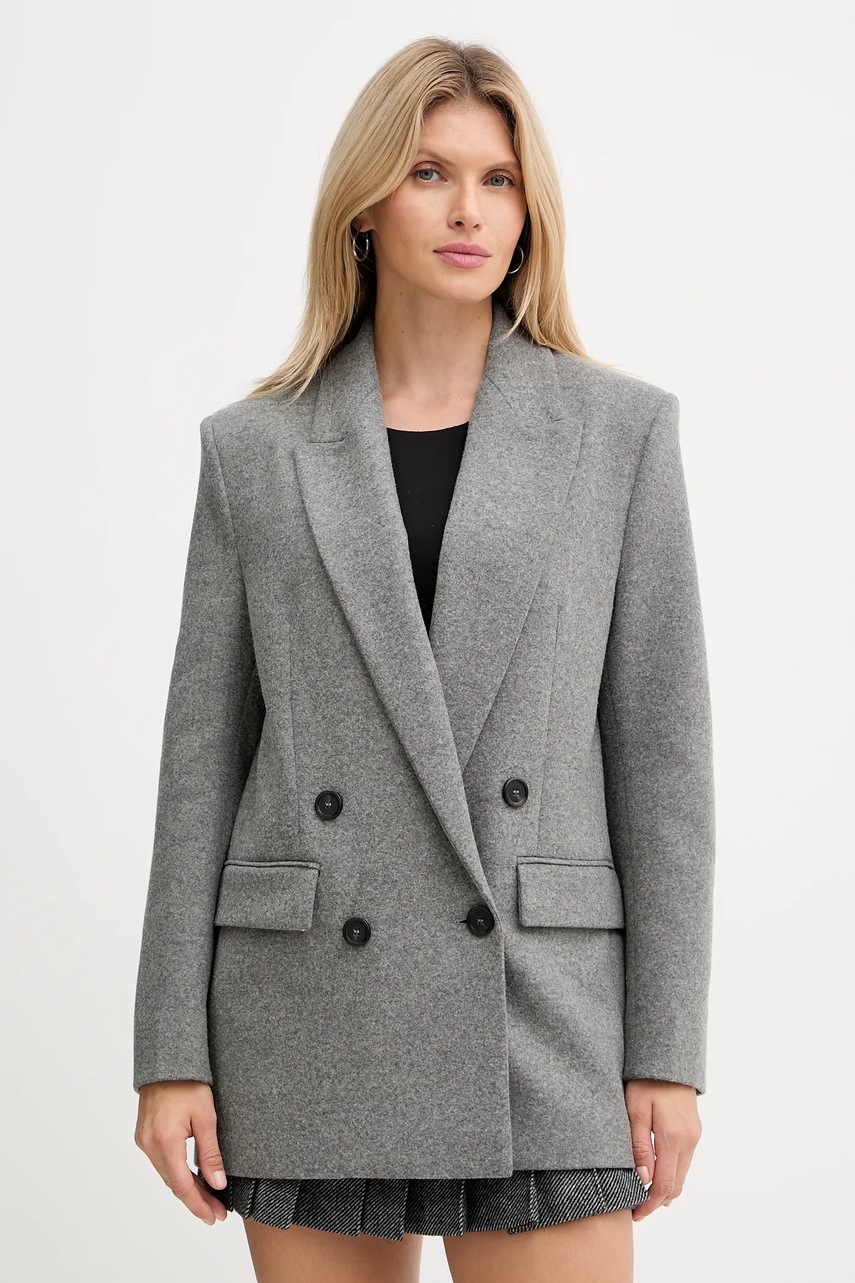 Levně Kabát s příměsí vlny Pinko šedá barva, 106099 A2ZU