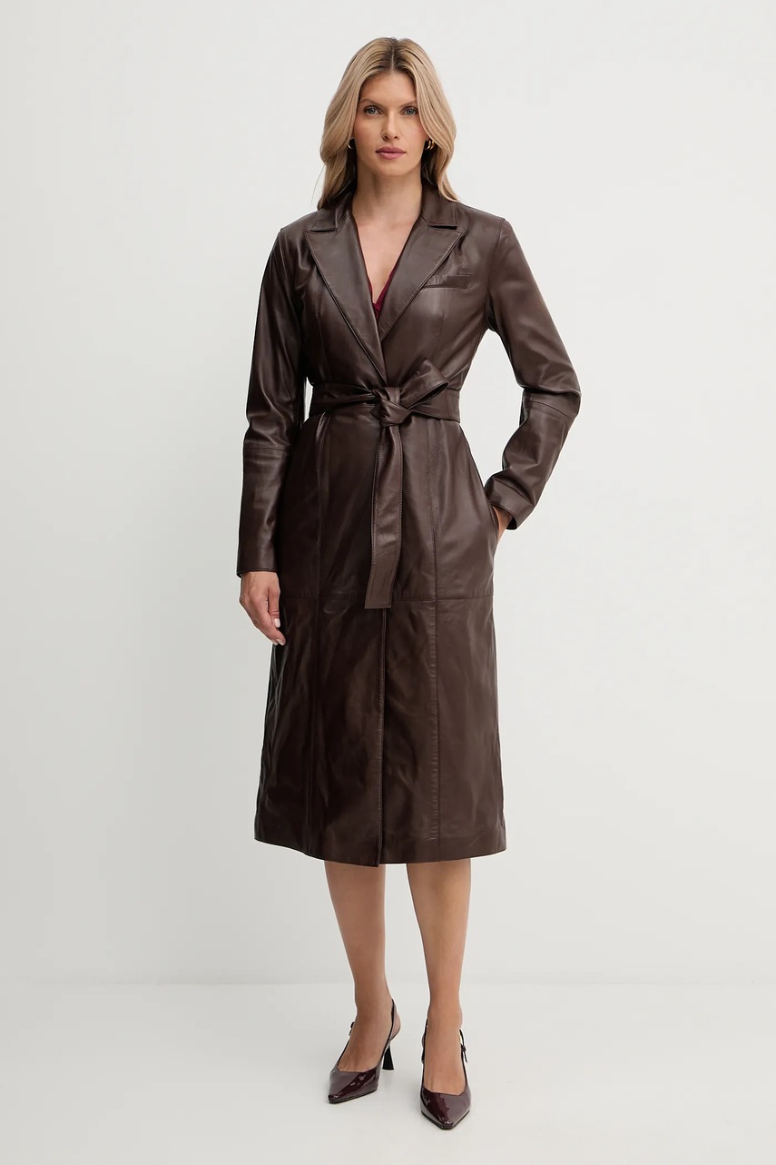 Кожаный плащ Marciano Guess LANA цвет коричневый  5YGL08 7345A