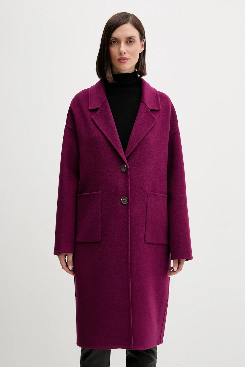 United Colors of Benetton palton de lână culoarea violet, 28F7DN082