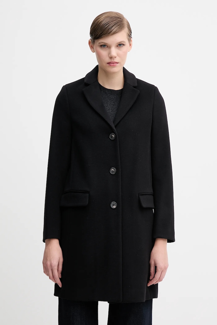United Colors of Benetton haină cu lână culoarea negru, 2V0PDN062