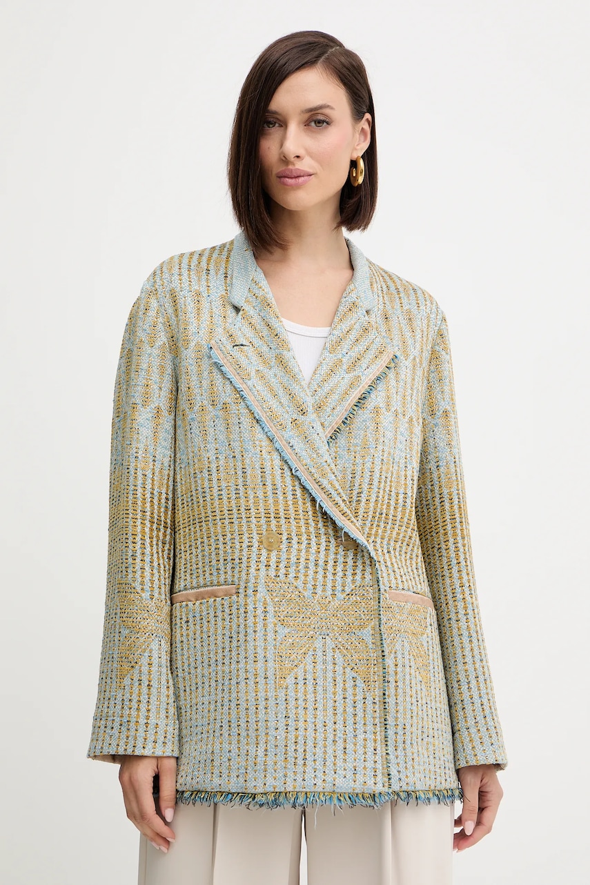 Forte Forte sacou cu doua randuri de nasturi, cu model, 14006.my.coat
