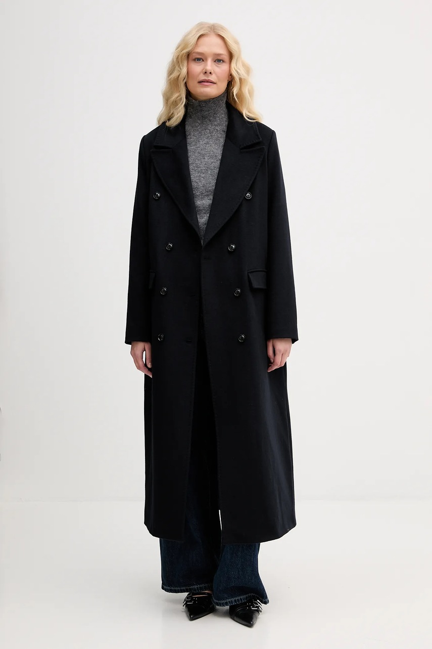 Παλτό με προσθήκη μαλλιού Blugirl Blumarine χρώμα: ναυτικό μπλε, RF5242.T221A φωτογραφία