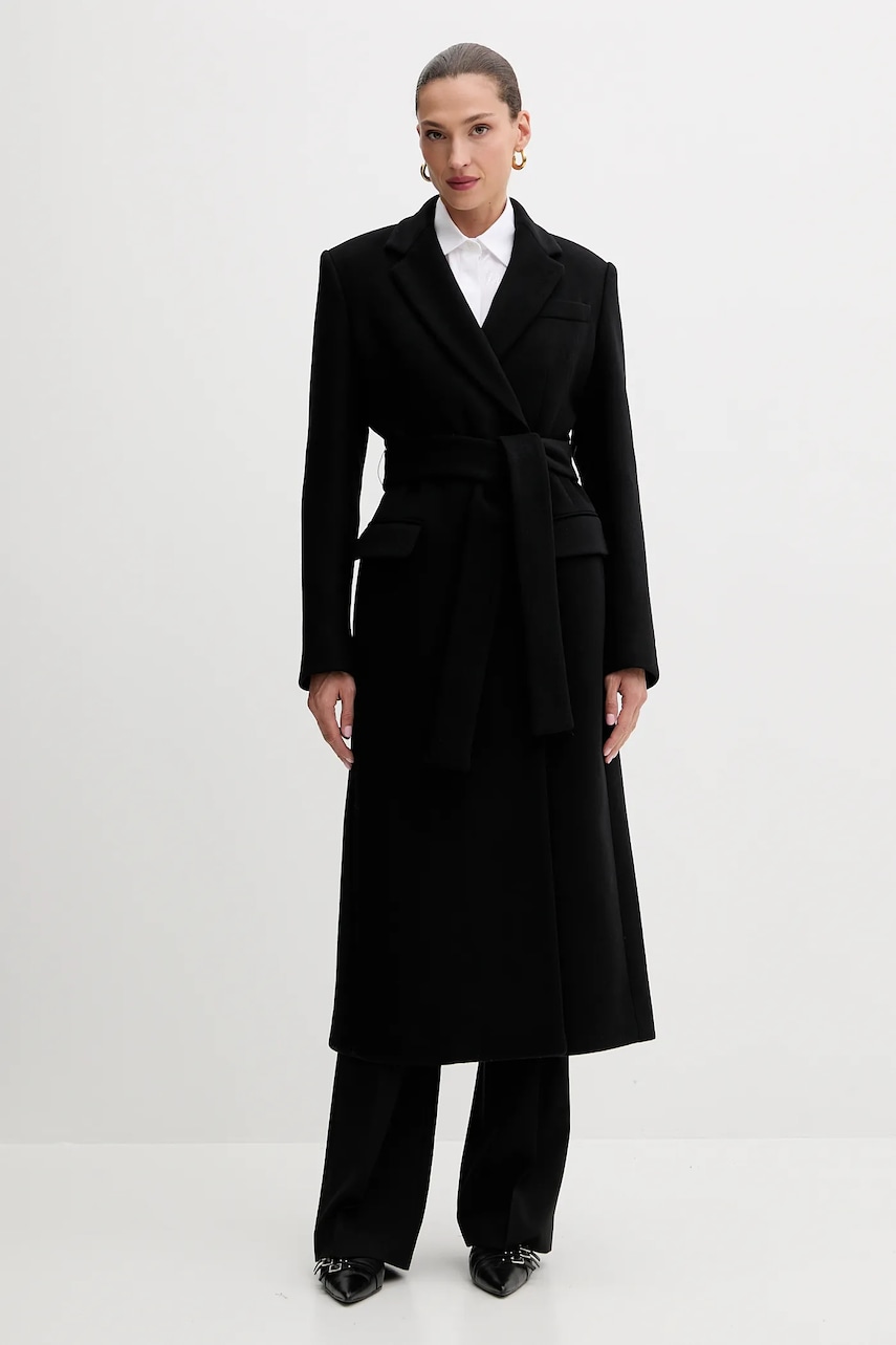 MSGM palton de lână culoarea negru, 3941MDC10.257603