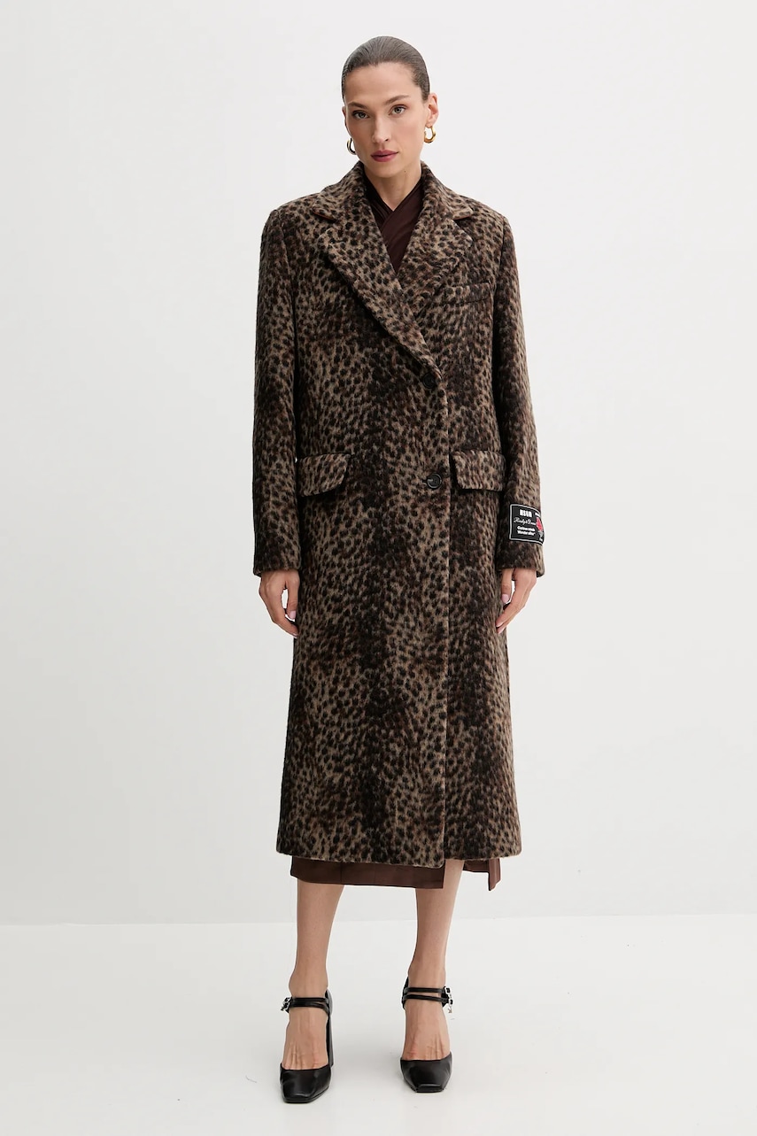 MSGM palton de lână culoarea maro, 3941MDC03Y.257609