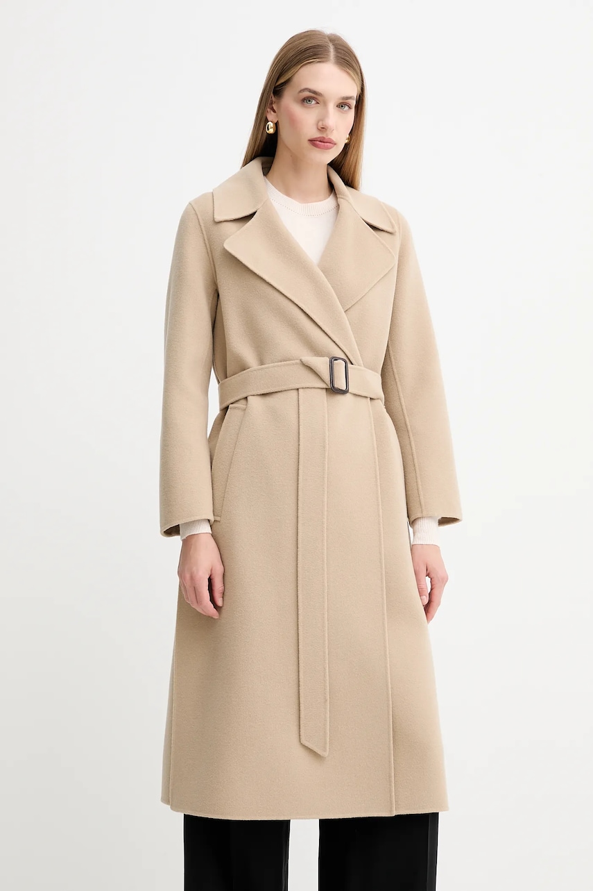 Weekend Max Mara palton de lână MANU culoarea bej, 2525016021600