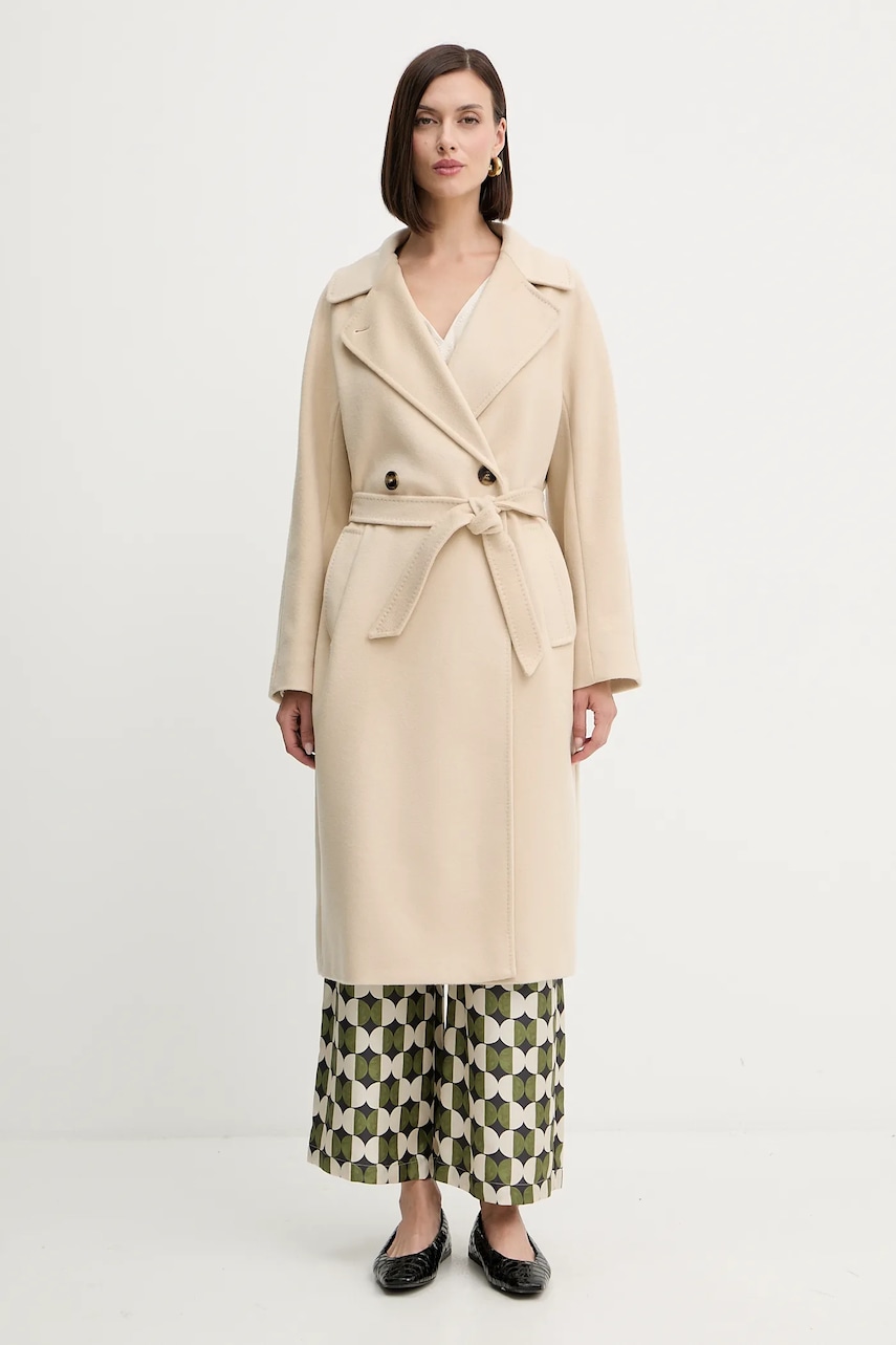 Weekend Max Mara palton de lână RESINA culoarea bej, de tranziție, oversize, 2525016031600