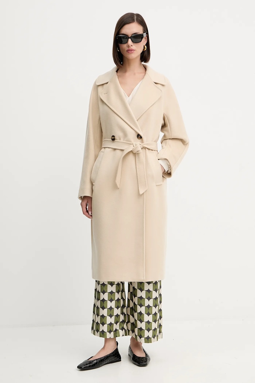 Шерстяное пальто Weekend Max Mara RESINA цвет бежевый переходное oversize 2525016031600