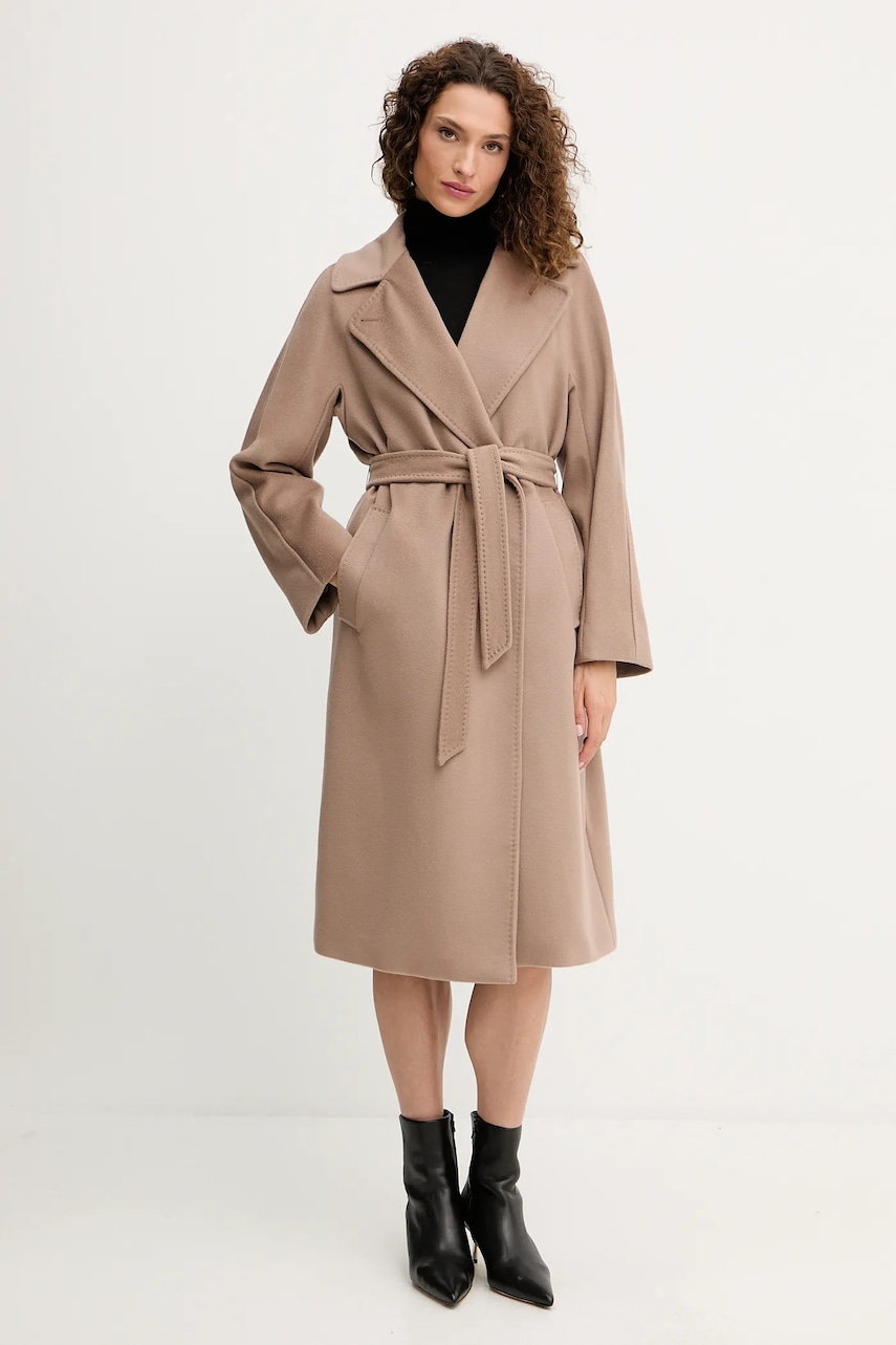 Weekend Max Mara palton de lână RESINA culoarea maro, de tranziție, oversize, 2525016031600