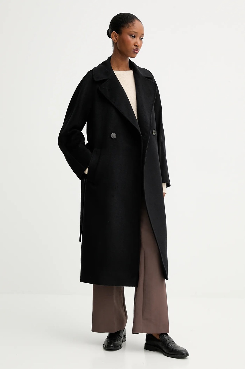 Шерстяное пальто Weekend Max Mara RESINA цвет чёрный переходное oversize 2525016031600