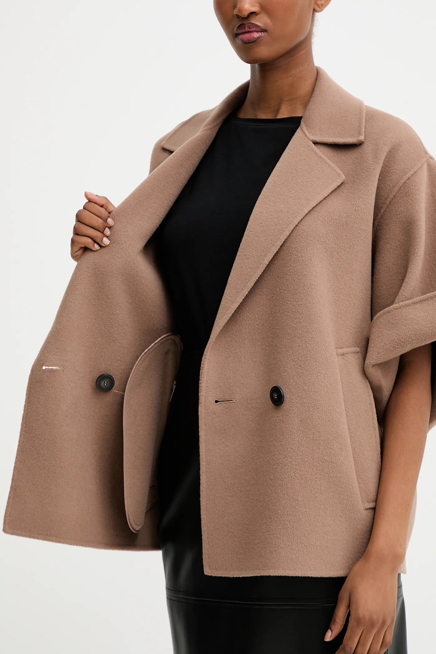 Μάλλινο παλτό Weekend Max Mara PERA χρώμα: καφέ, 2525086021600 φωτογραφία