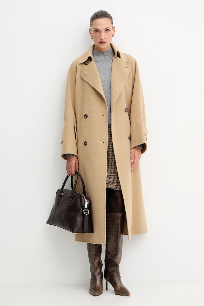 Шерстяное пальто Weekend Max Mara CADINE цвет бежевый  2525016022600