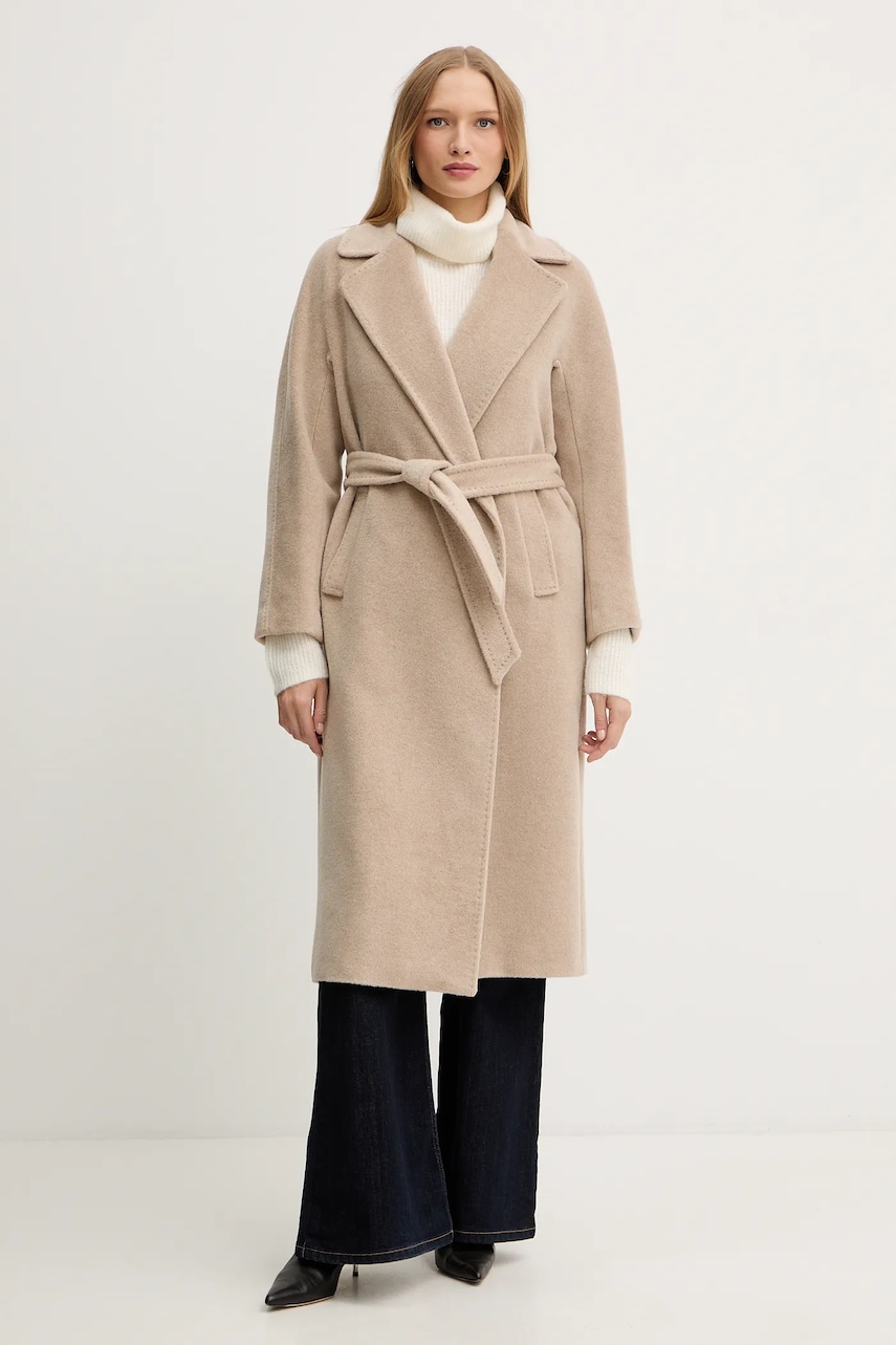 Weekend Max Mara haină cu lână TEMPERA culoarea maro, 2525016082600