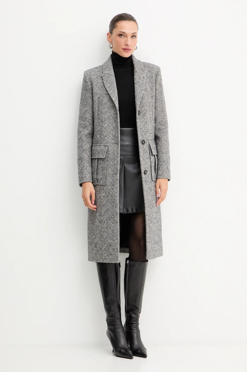 Пальто с добавлением шерсти Patrizia Pepe цвет серый  2O0215 A670 Пальто с добавлением шерсти Patrizia Pepe цвет серый  2O0215 A670
