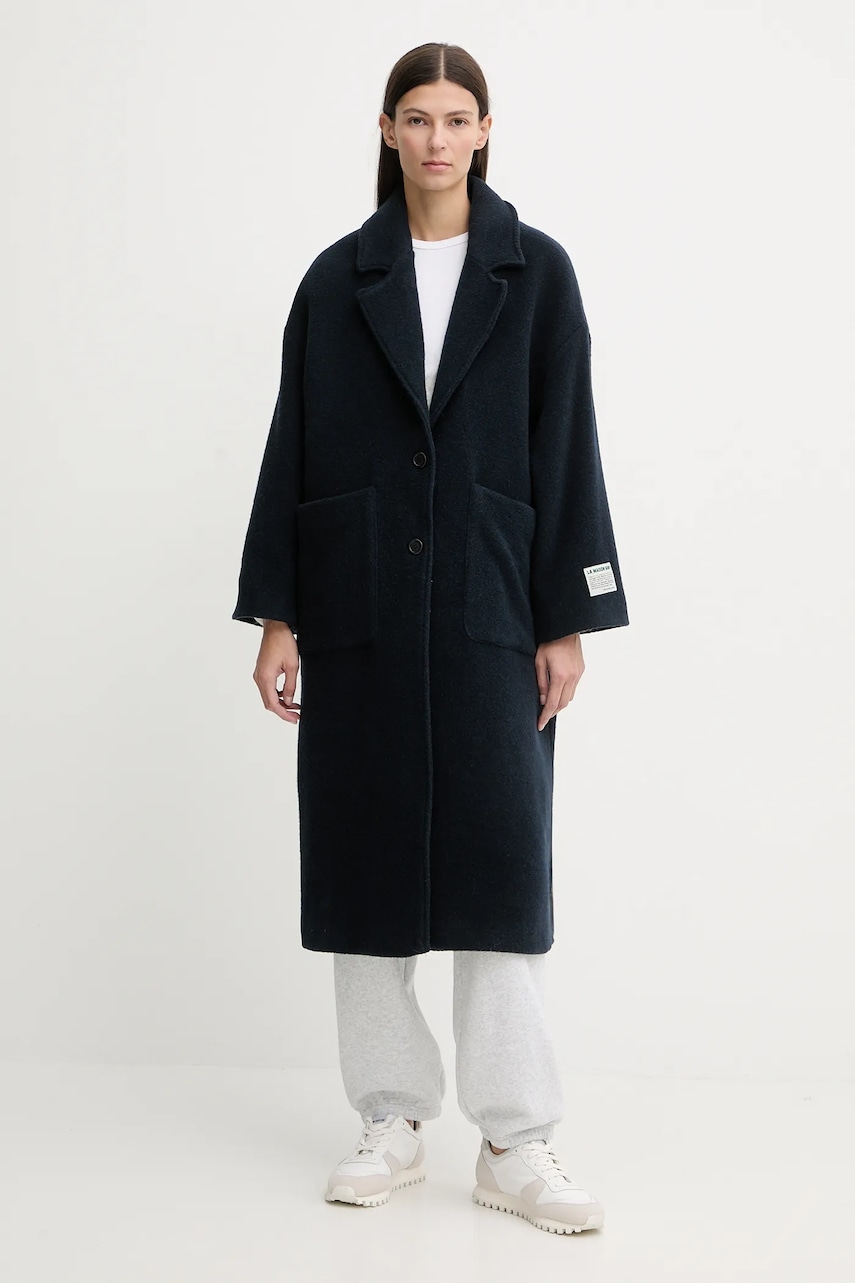 American Vintage haină cu lână culoarea bleumarin, ZIF17A