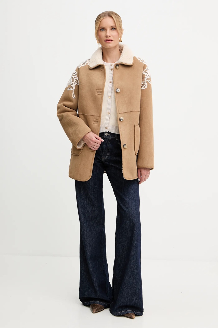 Пальто Ermanno Scervino цвет бежевый  57TD062E5A