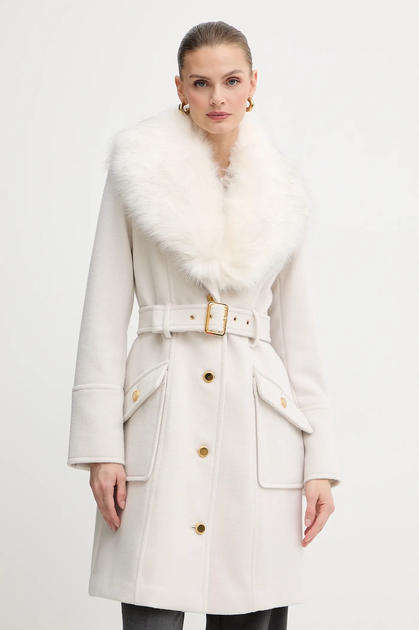 Levně Kabát s příměsí vlny Marciano by Guess ALICE béžová barva, 5BGL26 1799Z