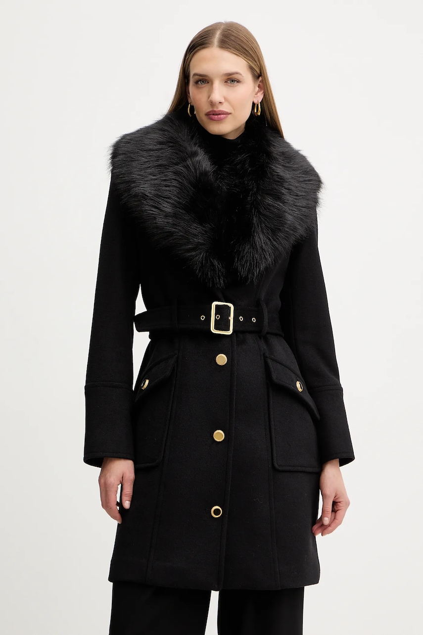 Levně Kabát s příměsí vlny Marciano by Guess ALICE černá barva, 5BGL26 1799Z