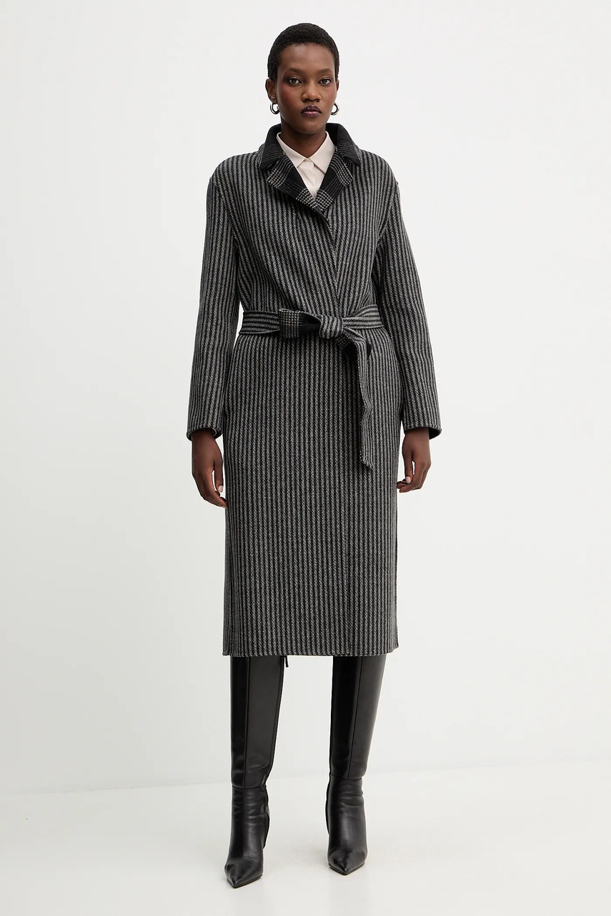 Двустороннее пальто с шерстью Twinset цвет чёрный  252TP2080