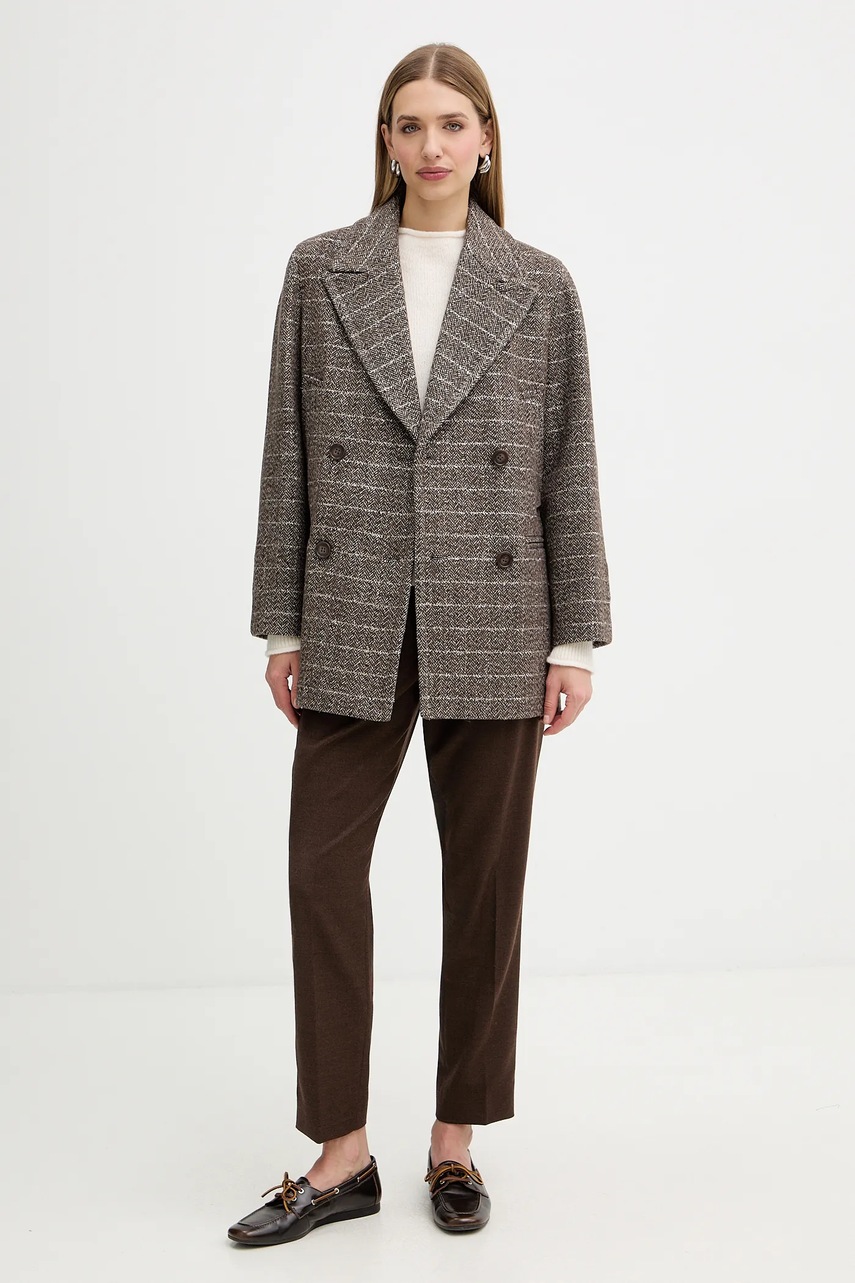 Levně Kabát Twinset hnědá barva, 252TT2031