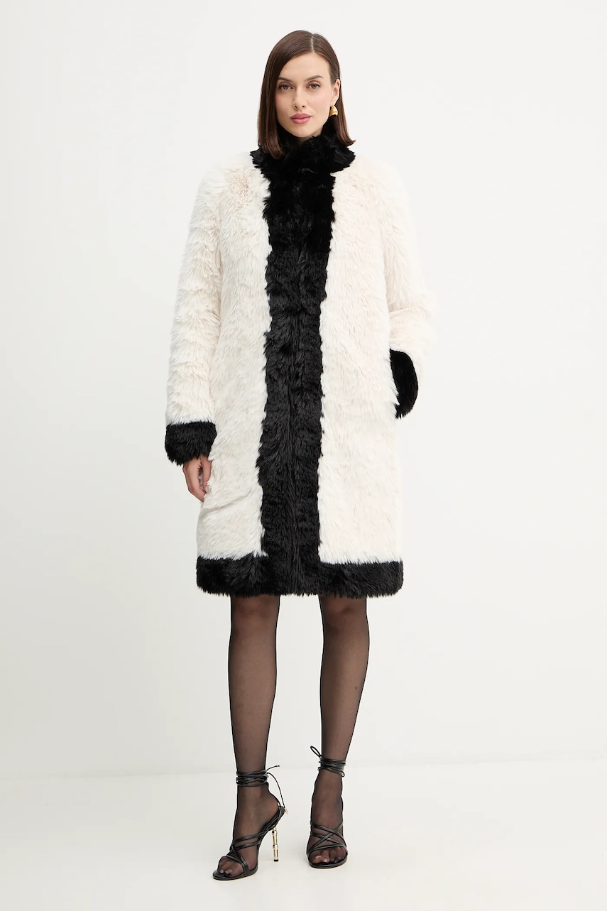 Kabát Twinset bílá barva, 252TT2153