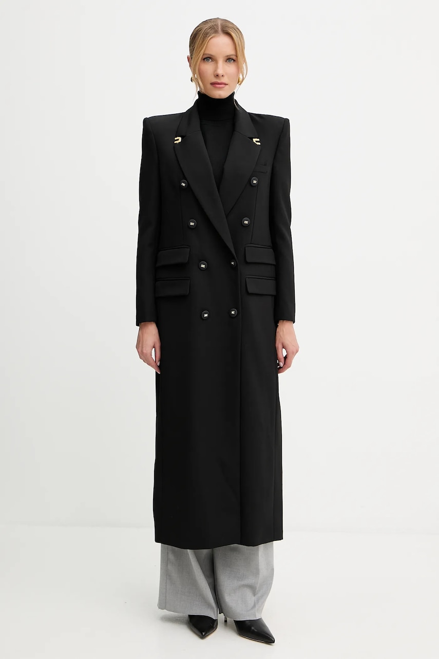 Elisabetta Franchi palton de lana culoarea negru, CP00251E3