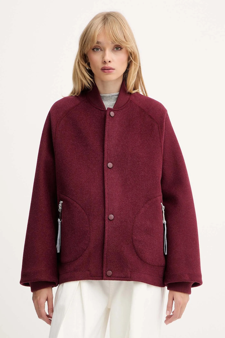 MAX&Co. geacă de lână culoarea bordo, de tranziție, oversize, 2526086013200