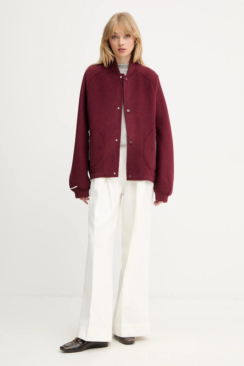 Шерстяная куртка-бомбер MAX&Co. цвет бордовый демисезонная oversize 2526086013200 Шерстяная куртка-бомбер MAX&Co. цвет бордовый демисезонная oversize 2526086013200