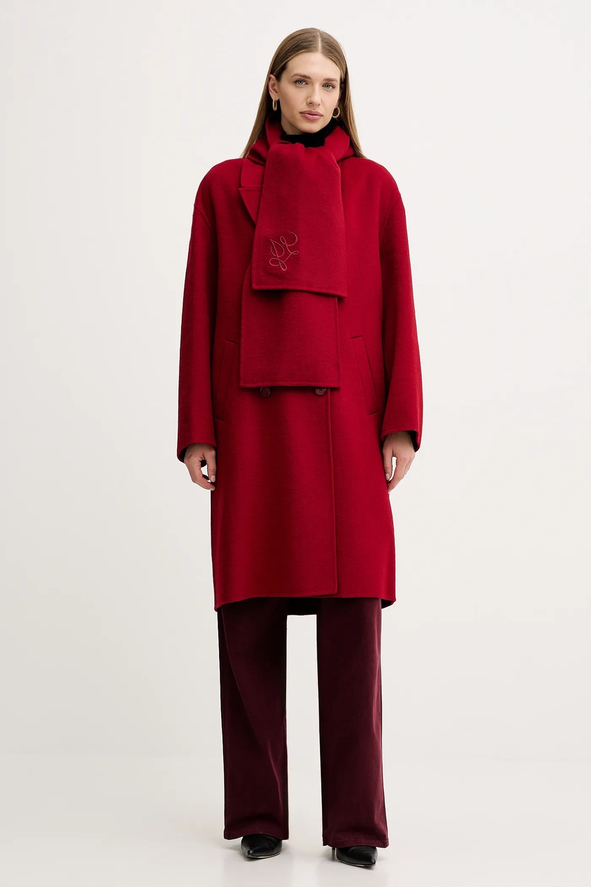 Levně Kabát s vlnou Liu Jo vínová barva, MF5025 T4627