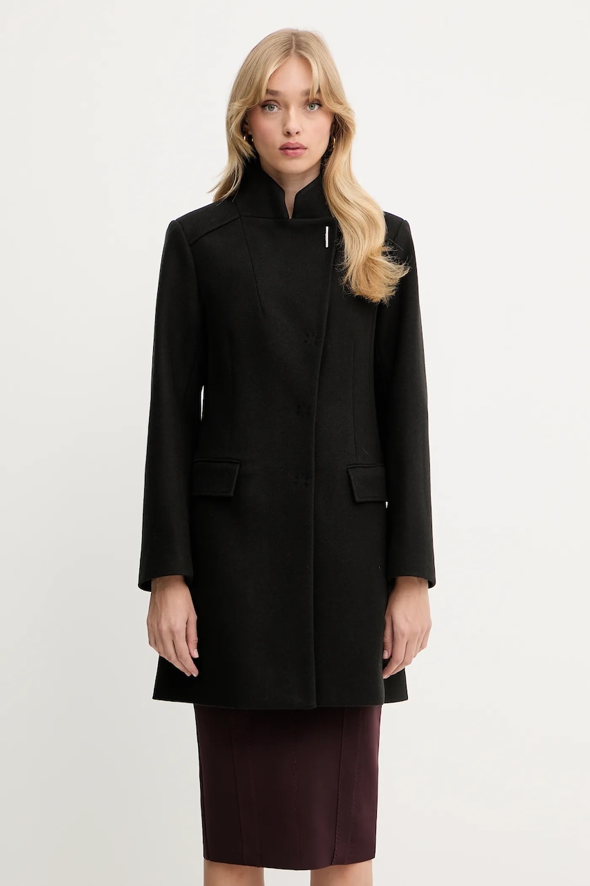Kabát s příměsí vlny Liu Jo černá barva, MF5119 J4873