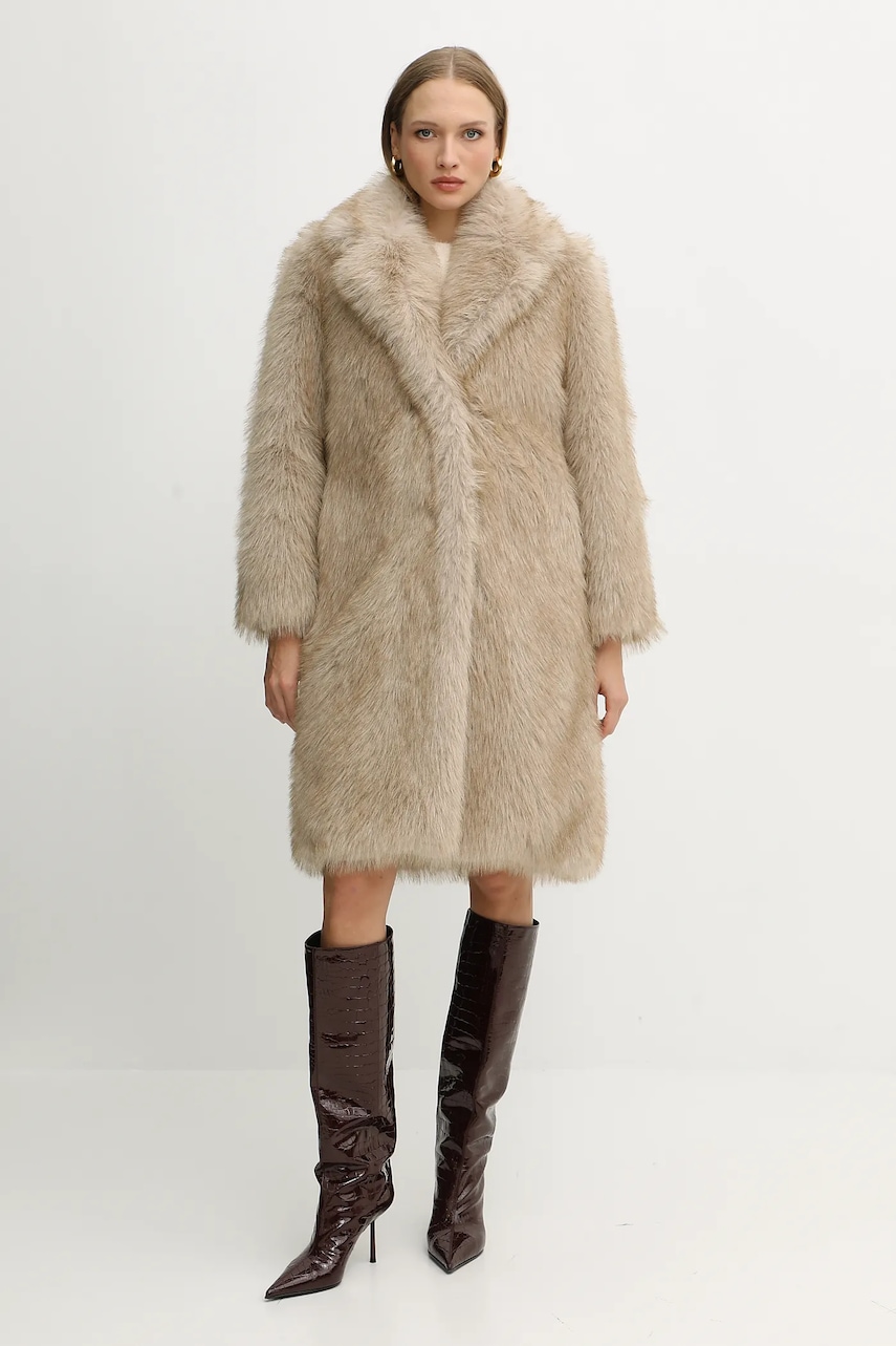 Kabát Liu Jo béžová barva, MF5459 E1024