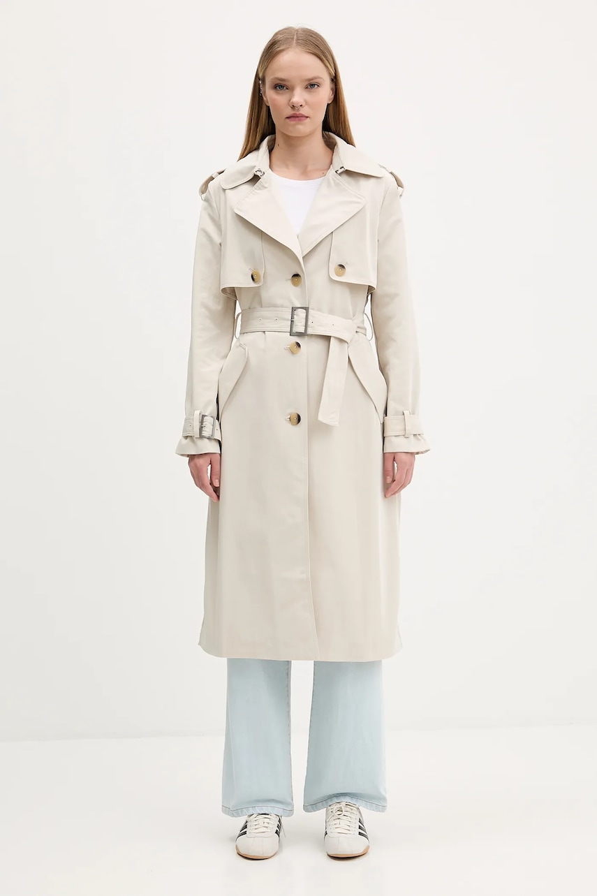 Levně Trench kabát Desigual PLEATED béžová barva, 25WWEW18