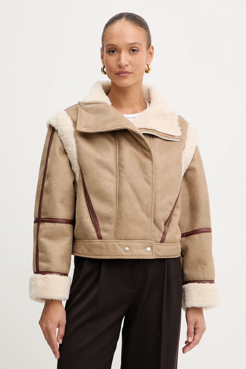 BOSS Orange geacă culoarea bej, de tranziție, 50548600