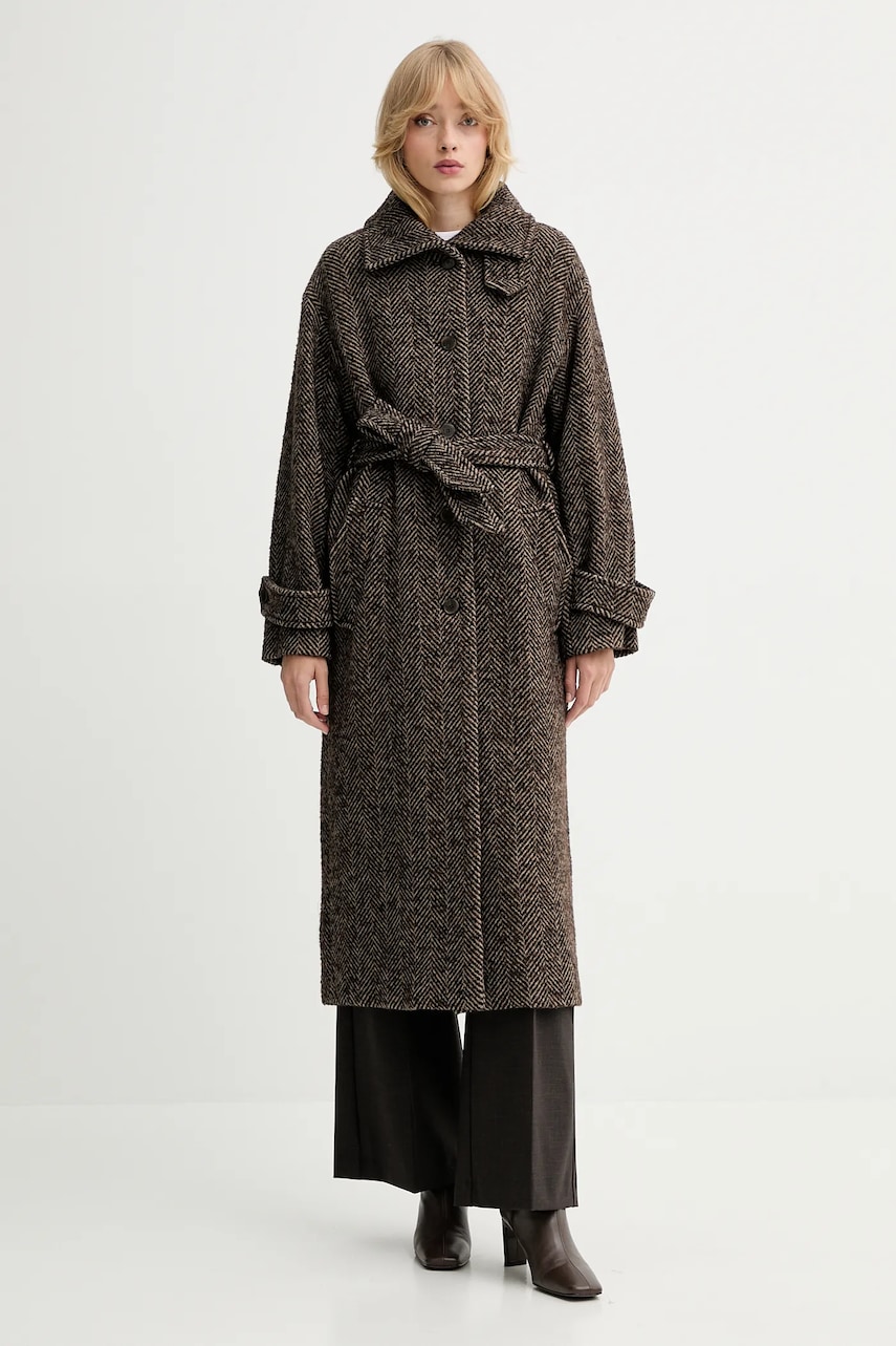 Marella palton de lână culoarea maro, 2523016024200