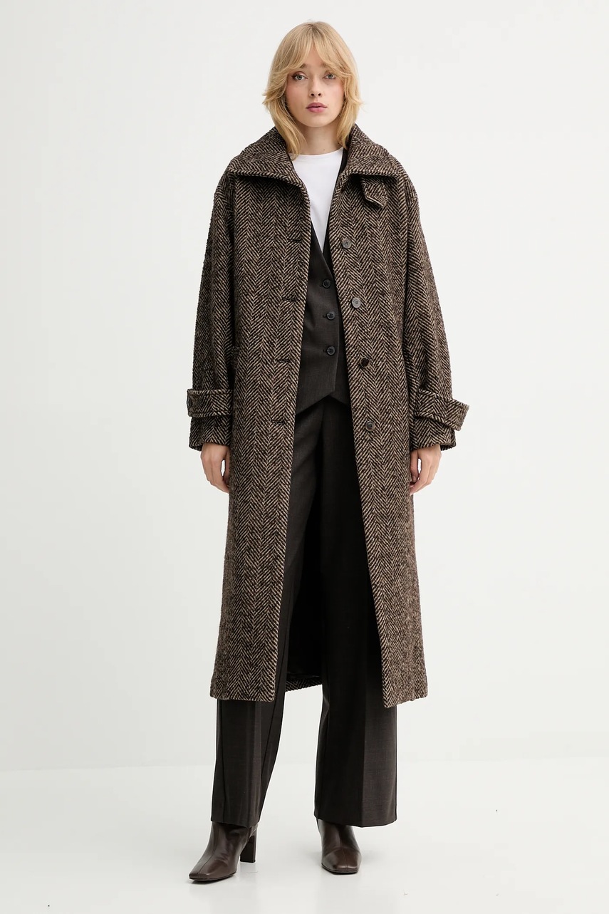 Пальто с шерстью Marella цвет коричневый  2523016024200