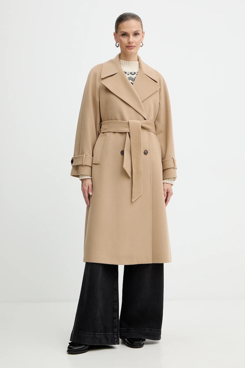 Marella palton de lână culoarea maro, 2523016071200