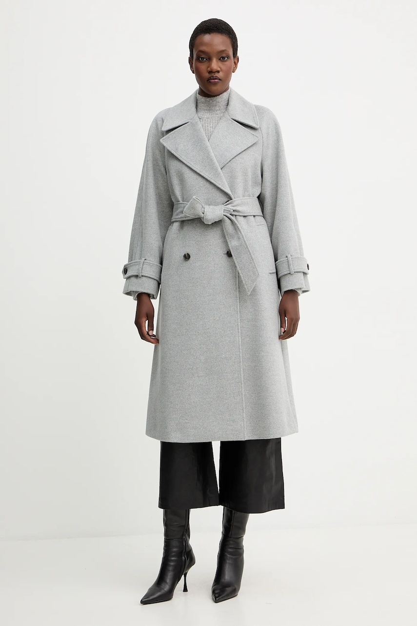 Marella palton de lână culoarea gri, 2523016071200