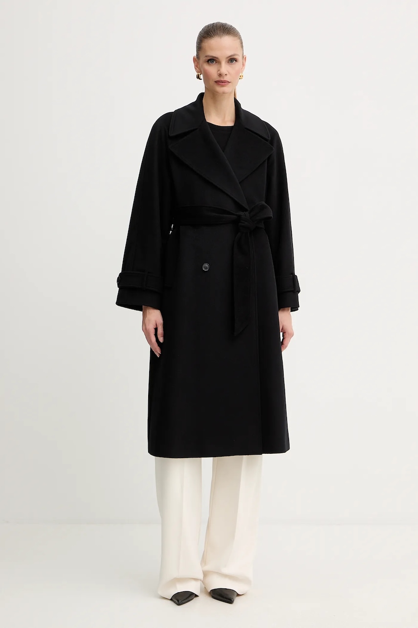 Marella palton de lână culoarea negru, 2523016071200