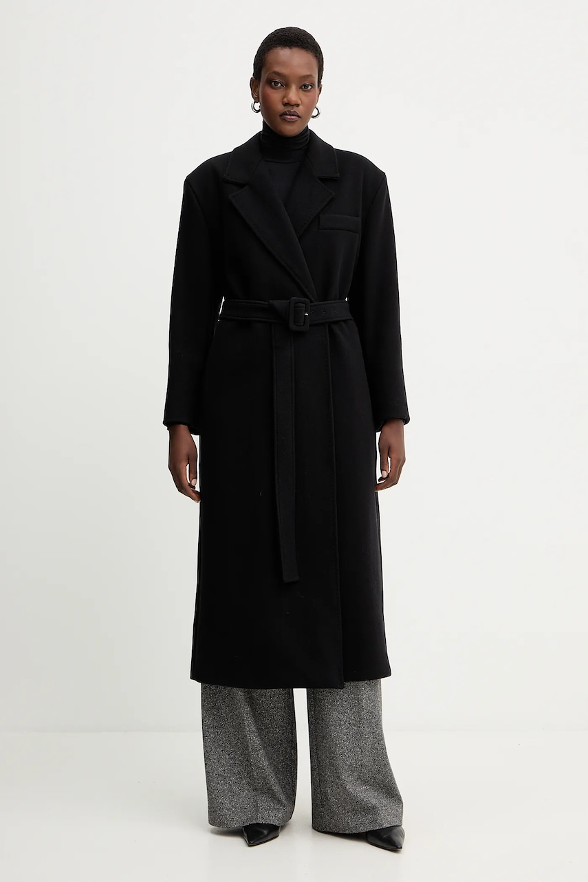 Marella palton de lână culoarea negru, 2523016082200