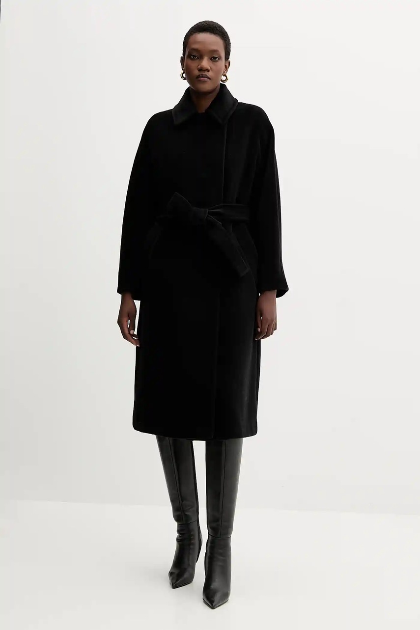 Marella palton de lână culoarea negru, 2523016142200