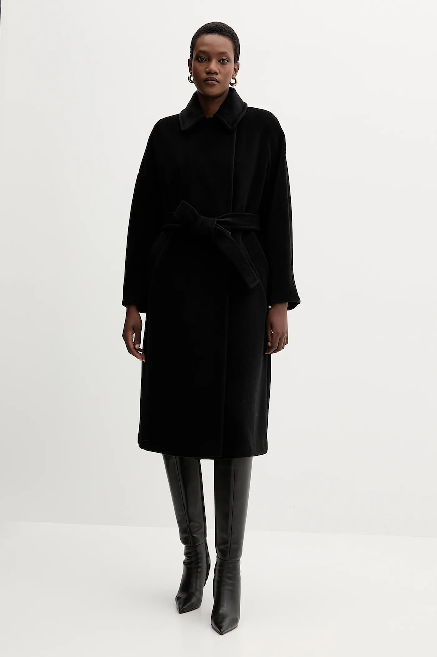 Marella palton de lână culoarea negru, 2523016142200