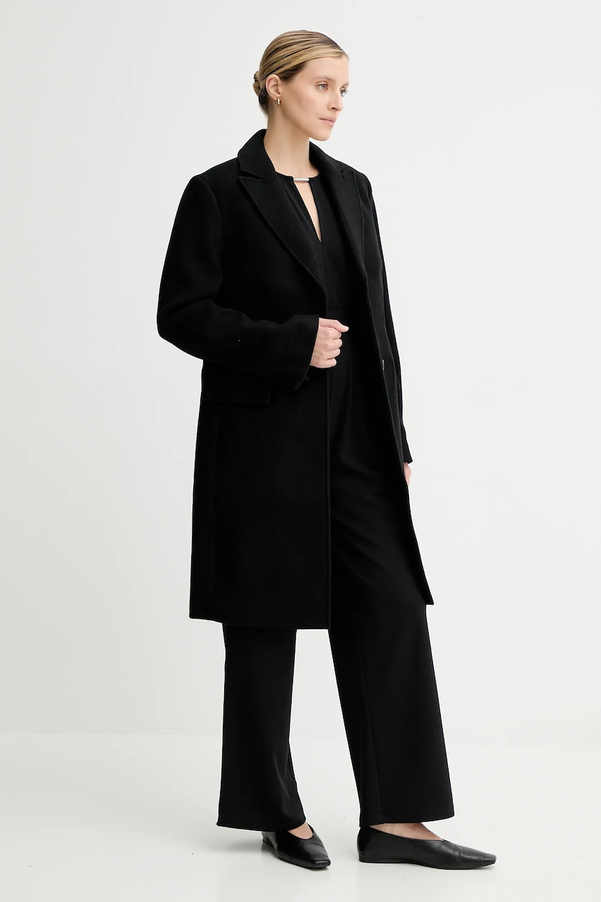 Пальто с шерстью Calvin Klein цвет чёрный LV044D558G Пальто с шерстью Calvin Klein цвет чёрный LV044D558G